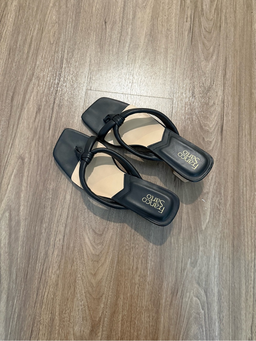 Franco Sarto Black Knotted Square-Toe Sandals
